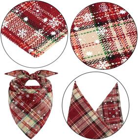 img 1 attached to 🐾 Ruisita 6 Pack Buffalo Plaid Christmas Dog Bandanas – Triangle Pet Bibs Kerchief Accessories for Small Medium Large Dogs and Cats