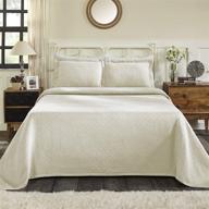 🛏️ premium ivory jacquard matelasse 3-piece bedspread set - queen, 100% cotton basketweave quality logo