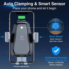 img 1 attached to 📱 [Enhanced Hook Clip] VANMASS Wireless Car Charger Mount with Auto Clamping, Smart Sensor, Qi Fast Charging - Air Vent Holder Compatible with iPhone 12 11 Pro Max XR XS X 8, Samsung S21 S20 S10 S9 Note 20 10