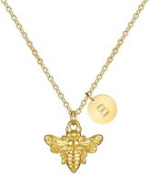 🐝 joycuff always bee with her: bee happy-gold dainty initial necklace - 18k gold plated bee pendant name necklaces: perfect gifts for best friend, mom, daughter, wife, sister and bee lovers logo