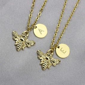 img 1 attached to 🐝 JoycuFF Always Bee with Her: Bee Happy-Gold Dainty Initial Necklace - 18K Gold Plated Bee Pendant Name Necklaces: Perfect Gifts for Best Friend, Mom, Daughter, Wife, Sister and Bee Lovers