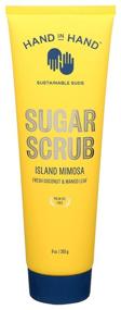 img 4 attached to 🥥 Hand in Hand Sugar Scrub: Нежное отшелушивание для всех типов кожи, свежий кокос и манго, 9 унций, запах островного мимозы - эффективный уход за кожей