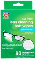 👓 rite aid soft lens cleaning wipes - 80 count packets, quick-drying, anti-streak formula for eyeglasses, eye glass cleaner and cloths - lens wipes logo