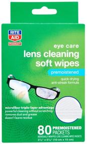 img 3 attached to 👓 Rite Aid Soft Lens Cleaning Wipes - 80 Count Packets, Quick-Drying, Anti-Streak Formula for Eyeglasses, Eye Glass Cleaner and Cloths - Lens Wipes