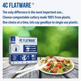 img 3 attached to 4C Flatware Plant-Based Compostable Cutlery Set - 150 PC Utensils: Compostable Forks, Spoons, Knives + PLA Straws - Non-Plastic Silverware Combo To Go - Disposable Cutlery