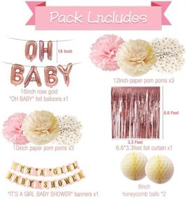 img 2 attached to 🌸 Rose Gold Baby Shower Decorations: Picture-perfect Celebration for your Girl with Pink Gold It’s A Girl Banner, Rose Gold Balloons, Fringe Curtains, Pom Poms, and Honeycomb Balls by HappyField