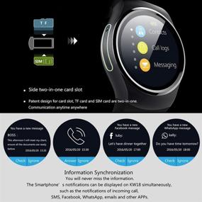 img 3 attached to 📱 Keoker KW18 1.3" IPS Round Touch Screen Bluetooth Smart Watch Phone with SIM Card Slot, Sleep & Heart Rate Monitor, Pedometer for iOS & Android - Black