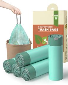 img 4 attached to 🗑️ Convenient 1.2 Gallon Trash Can Liners - 125 Count Drawstring Mini Trash Bags - Small, Strong, Compostable! Perfect for Home, Kitchen & Office. Fits 4.5-5 Liter Cans. Now Available in Green!