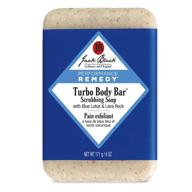 men's grooming essential: jack black turbo body bar scrubbing soap - 6 oz | blue lotus & lava rock formula logo