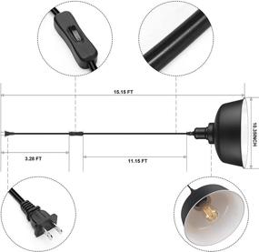 img 2 attached to 🏭 Винтажная промышленная подвесная лампа с вилочным шнуром и встроенным выключателем для кухни, прихожей, спальни, склада, столовой, ресторана