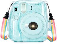 📸 wolven crystal clear camera case with adjustable rainbow shoulder strap - compatible with fujifilm instax mini 8, mini 8+, mini 9 instant camera logo