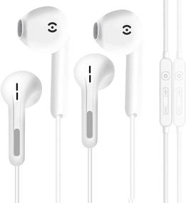 img 4 attached to 2 Pack In-Ear Headphones for iPhone with Mic & Volume Control - Stereo Sound Earbuds Compatible with iPhone 12/7/8/X/Xs/XR/11/SE - White