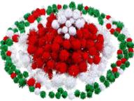 🎄 500 pieces christmas glitter pom poms: assorted diy craft & party decorations in 3 festive colors logo