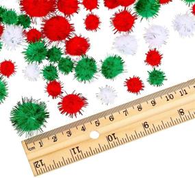 img 2 attached to 🎄 500 Pieces Christmas Glitter Pom Poms: Assorted DIY Craft & Party Decorations in 3 Festive Colors