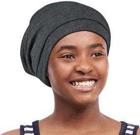img 2 attached to Alnorm Satin Lined Hair Bonnets for Curly Girls & Teens with Adjustable Comfort Elastic Band