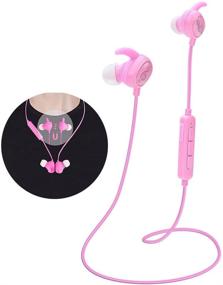 img 4 attached to 🎧 Pink Kids Headphones: Wireless Bluetooth, Magnetic Earbuds, Stereo Sound & Mic for Girls - Ideal for School Travel!
