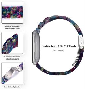 img 3 attached to Multicolor Resin Bracelet Band for Fitbit Versa 2 / Versa Lite / Versa Smartwatch - Stainless Steel Buckle, Women's Replacement Strap