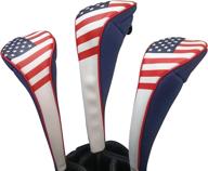 majek usa patriot golf zipper head covers – driver 1 3 5 fairway woods headcovers, u.s.a neoprene style, patriotic design – fits all fairway clubs and drivers up to 460cc logo