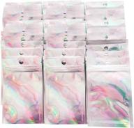 🛍️ 100pcs holographic resealable smell proof bags - 4 x 6 inch flat reclosable mylar ziplock bags for party favors, food storage, coffee, candy - aluminum foil pouches with grip seal wrap logo