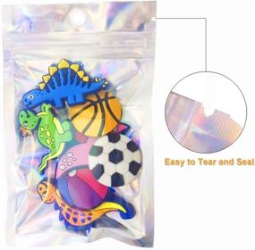 img 1 attached to 🛍️ 100PCS Holographic Resealable Smell Proof Bags - 4 x 6 Inch Flat Reclosable Mylar Ziplock Bags for Party Favors, Food Storage, Coffee, Candy - Aluminum Foil Pouches with Grip Seal Wrap