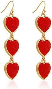 img 1 attached to Valentine's Day Jewelry Gift: 4 Pairs Love Heart Shiny Crystal Beads Drop Dangle Earrings for Women, Mom, Girlfriend | Rhinestone Interlocking Red Peach Heart Letter Pendant Earrings