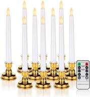 🕯️ amagic 9pcs flameless taper candles with gold bases - battery operated, led flickering flame candles, warm white light, remote control - perfect for christmas window decorations & halloween логотип