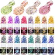 🌈 20-color sparkling opal glitter set for resin crafts, mixology, and iridescent fine glitter sequins for tumblers, slime, holographic cosmetic glitters for makeup, nail, body art, festival decor logo