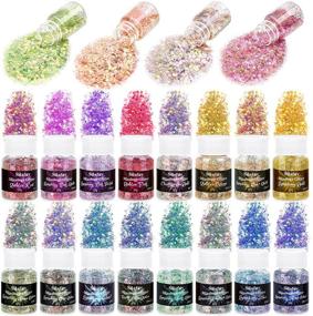 img 4 attached to 🌈 20-Color Sparkling Opal Glitter Set for Resin Crafts, Mixology, and Iridescent Fine Glitter Sequins for Tumblers, Slime, Holographic Cosmetic Glitters for Makeup, Nail, Body Art, Festival Decor