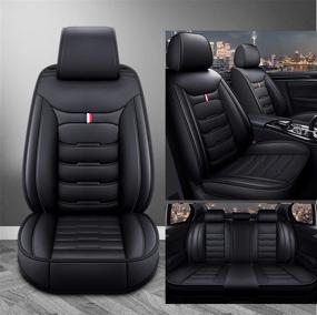 img 3 attached to 🚗 FHJBP Universal 5 Car Seat Covers Cushion - Full Set (Black) for Sedan SUV and Small Pick-Up Truck - Compatible with Evoque, XC40, XC60, Golf, Passat, Jetta, CT4, CT6