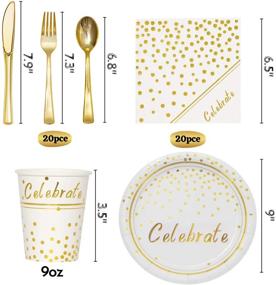img 1 attached to 🎉 Gold Party Supplies: Elegant Cutlery Set and Disposable Dinnerware for 20 Guests - Perfect Decorations for Weddings, Birthdays, Showers, and More!
