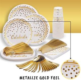 img 3 attached to 🎉 Gold Party Supplies: Elegant Cutlery Set and Disposable Dinnerware for 20 Guests - Perfect Decorations for Weddings, Birthdays, Showers, and More!