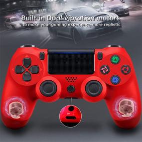 img 2 attached to 🎮 Red EUIYI PS4 Wireless Game Controller Joystick for Playstation 4 Slim Pro Console with 1200mAh Battery Vibration Turbo