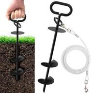 🐾 eurmax double lock heavy duty peg dog tie out: ultimate ground anchor kit for large dogs in yard, beach, outdoor activities, trampoline, canopy tents - 17ft dog tie out cable included! логотип