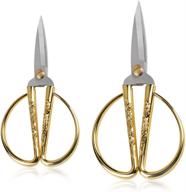 🐉 wasan gold plated dragon and phoenix relief design bonsai scissors - chinese shears for sewing, art craft, food and paper cutting - household traditional scissors - set of 2 (5" and 6") logo