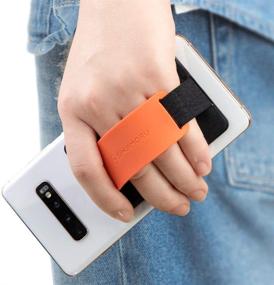 img 1 attached to Silicone Clementine Phone Grip Card Holder with Stand, Secure Stick on Wallet for iPhone with Pop Out Stand for Table - Sinji Pouch B-Grip" - Силиконовый держатель карт Sinjimoru Clementine с подставкой для телефона, надежное крепление кошелька на iPhone с выдвижной подставкой для стола - Sinji Pouch B-Grip