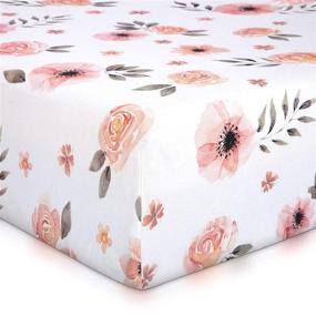 img 4 attached to 🌸 Premium Pink Floral Girl Crib Sheet: 100% Finely Combed Cotton, Breathable & Super Soft Watercolor Rose Baby Girl Crib Sheets - Fits Standard Mattress
