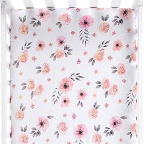 img 2 attached to 🌸 Premium Pink Floral Girl Crib Sheet: 100% Finely Combed Cotton, Breathable & Super Soft Watercolor Rose Baby Girl Crib Sheets - Fits Standard Mattress