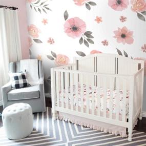 img 1 attached to 🌸 Premium Pink Floral Girl Crib Sheet: 100% Finely Combed Cotton, Breathable & Super Soft Watercolor Rose Baby Girl Crib Sheets - Fits Standard Mattress