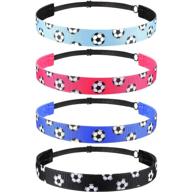 🎀 adjustable non-slip soccer headbands for girls - 4 piece hairband set (black, blue, rose red, light blue) logo