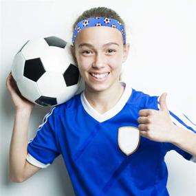 img 1 attached to 🎀 Adjustable Non-Slip Soccer Headbands for Girls - 4 Piece Hairband Set (Black, Blue, Rose Red, Light Blue)