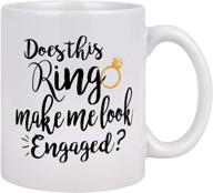 💍 engaging coffee mug: does this ring make me look engaged? - funny tea cup for men and women - novelty gift for birthday, festival, christmas, engagement logo