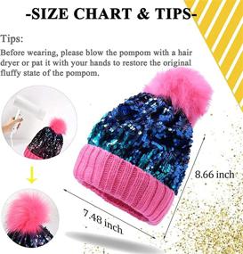 img 3 attached to 🧢 Bling and Warmth Combined: Magibag Sequin Knit Beanie Hat with Removable Faux Fur Pompom for Winter