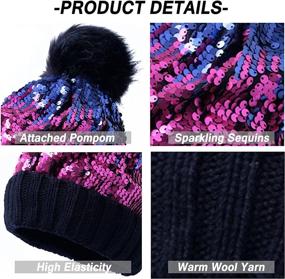 img 2 attached to 🧢 Bling and Warmth Combined: Magibag Sequin Knit Beanie Hat with Removable Faux Fur Pompom for Winter