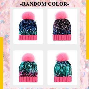 img 1 attached to 🧢 Bling and Warmth Combined: Magibag Sequin Knit Beanie Hat with Removable Faux Fur Pompom for Winter