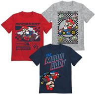 bundle set of 3 nintendo super mario kart boys' short sleeve t-shirts logo