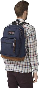 img 1 attached to 🎒 JanSport Right Pack Backpack - Versatile School, Travel, Work, Laptop Bookbag with Leather Bottom (Navy)