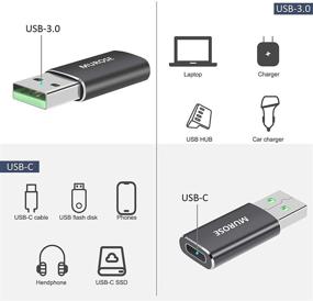 img 2 attached to MUROSE USB C адаптер (2 шт.), USB C женский к USB 3.0 мужской адаптер, Тип C 💻 к USB A адаптер для ноутбуков, портативных зарядных устройств, зарядок и других устройств с портами USB A - Черный