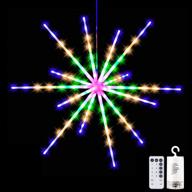 🌟 hanging starburst light, 112 led firework fairy starburst string lights with remote, 8 lighting modes, meteor light for garden party christmas, multicolor логотип