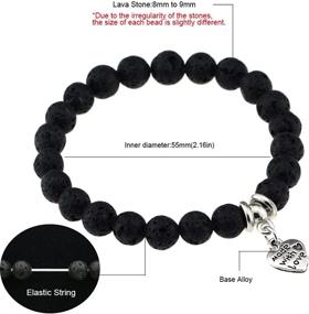 img 2 attached to 📿 JSEA Black Lava Beads Stretch Bracelet with Cross, Moon, Heart, Love Compass, Hamsa, Tree, and Leaf Charms