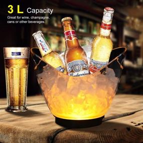 img 3 attached to 🍾 TECKCOOL LED Ice Buckets - Clear Acrylic 3L Cooler Bucket with Color-Changing LED Lights - Perfect for Champagne, Wine, Beer Bottles, Drinks - Powered by 2 AA Batteries - Holds 4 Full-Sized Bottles & Ice